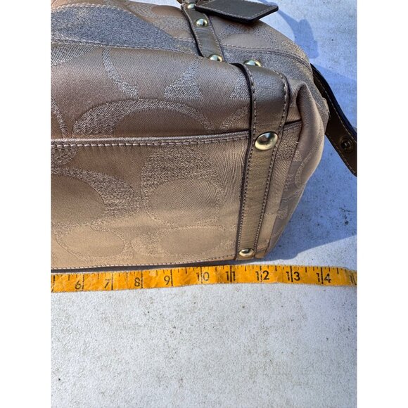 Coach Gold Metallic Signature Jacquard Satchel Bag With Double Handles - Picture 8 of 11